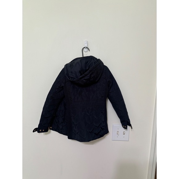 Ci Sono Quilted Puffer Jacket Hooded Gold Button Navy Blue Girl's Size 5 - Picture 2 of 4
